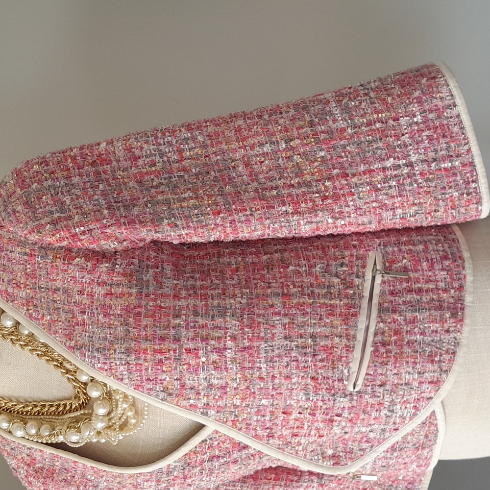 Chic Pink Tweed Women's Blazer - Picture 9 of 10